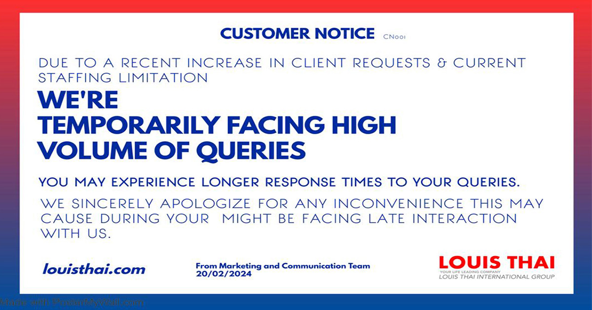 Read more about the article Notice of Customer Service Delay