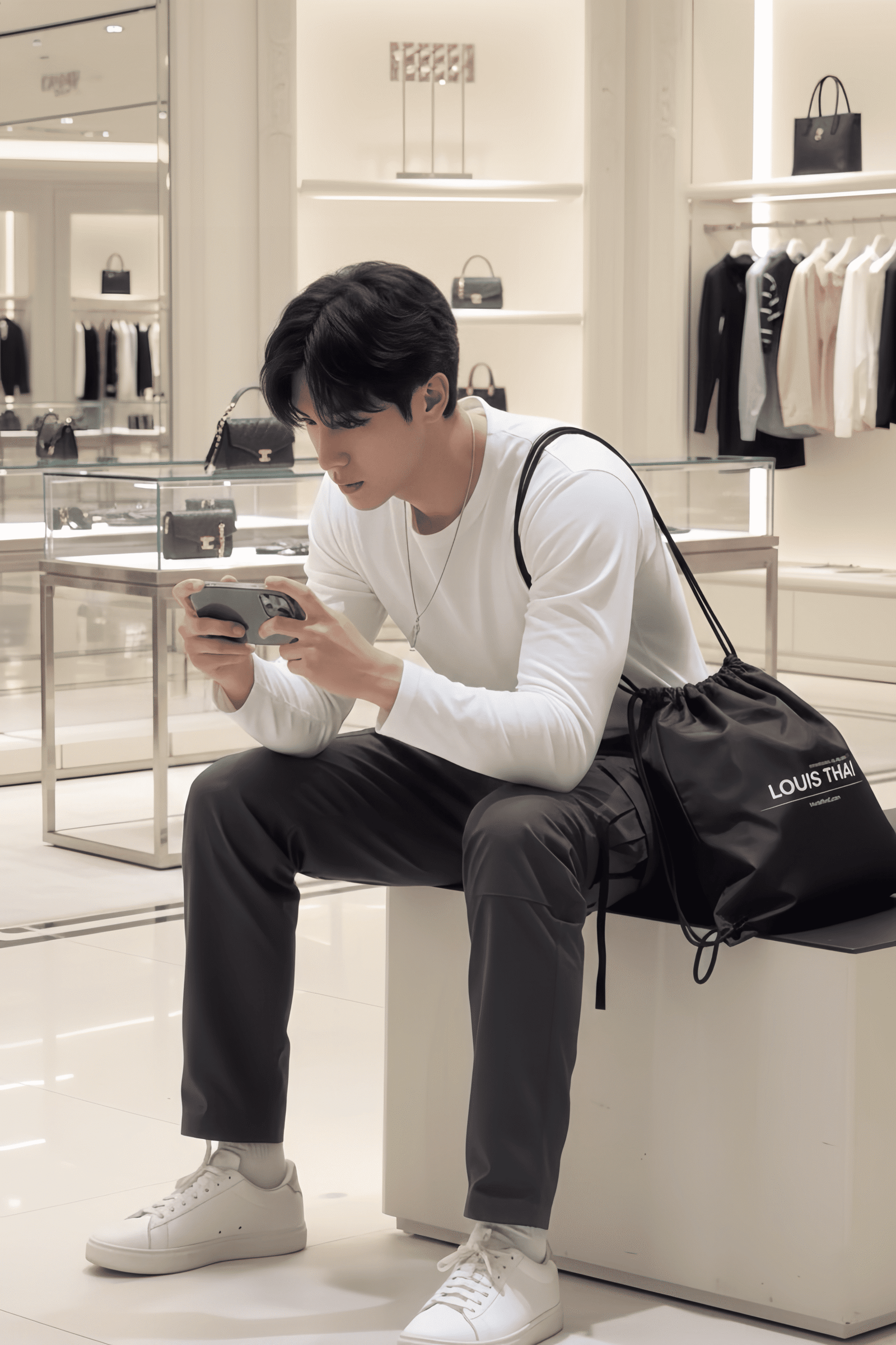 LOUIS THAI bag in winter campus scene